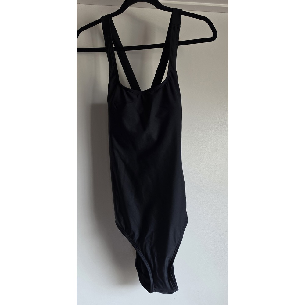 Quince Women One Piece Swimsuit Size L Black Scoop Neck Sleeveless Swim NWoT